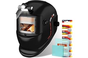 TRQWH Welding Helmet with Light True Color Auto Darkening Welding Helmets for Men Solar Powered Welding Hood with 2 Arc Sensor Wide Shade 4/9-13 for TIG MIG ARC Cool Welder Mask (black)