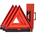 WORKKOOL Safety Triangles DOT Approved, Standard Warning Triangles Enmergency Reflector, Emergency Triangles for Vehicles with Carry Case (WT-NO Sand)