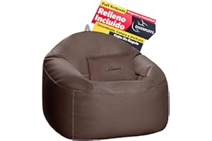 Diverpuff Puff Redondo Chocolate Pélota Bean Bag XXL Polipiel con Relleno Y Cojín Incluido Elegante y Comodo Resistente Waterproof Uso Interior Exterior Habitación Infantil Gamer Sala Juegos