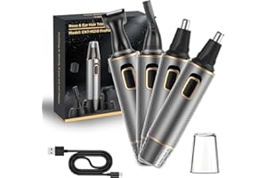 NUMIFUN Tondeuse nez homme, 4 en 1 Professionnelle tondeuse nez oreilles homme, Electrique Sans douleur tondeuses nezs & rasoir nezs hommes,étanchéité IPX7,Lames à double tranchant, Nettoyage facile