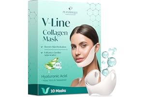 PLANTIFIQUE Double Menton Masque Visage V-Line 10 Ceintures Gaine Femme et Homme Idée Cadeau Hydrate et Rafraîchit Définissez l’Apparence de Mâchoire au Collagène à l’Aloe Vera Jawline Shaping Masks