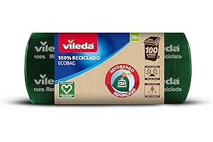 VILEDA Bolsa de Basura Reforzada 100L reciclada Borsa della Spazzatura Ecobag Rinforzata, 100 l, 100% Riciclata, Verde, Pequeño