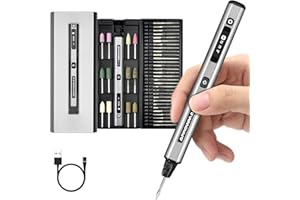 ARROWMAX Mini-Gravierstift, HollowCup-Motor, 42 Bits mit Aluminiumgehäuse, OLED, magnetische Ladung, Mini-Rotationswerkzeug, kabelloser Gravierstift für Schmuck, Metall, Glas und Kunststoff (SGS)