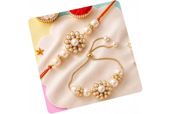 CraftVatika Set of 2 Rakhis Family Combo 1 Bhaiya & 1 Bhabhi Lumba for Brother Bhabhi Bhaiya Bhai Rakhi Wristband Bracelet Ra