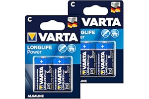 OTVEE Varta Longlife Power Alkaline-Batterie, Typ Baby/C / LR14, 1,5 V, 4er-Set