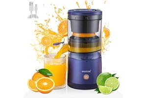 MIGECON Electric Juicer Rechargeable - Orange Squeezer Citrus Juicer with Powerful Motor, Juicer Extractor, Suitable for Lemon, Apple, Grapefruit and Pear, Include Cleaning Brush, BPA-Free(Dark Blue)