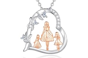 EUDORA Harmony Ball Srebro wysokiej próby 925 naszyjnik dla matki i córki dla kobiet, różowe złoto, podwójne serce, miłość, naszyjnik dla żony, babci, biżuteria, prezenty na Dzień Matki, łańcuszek 45