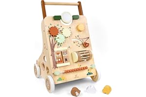 Little Log Trotteur en bois Trotteur à pousser pour tout-petits Centres d'activités multifonctions pour bébé avec trieur de formes Jouet en bois Cadeau pour filles Biys 1 2 3 ans