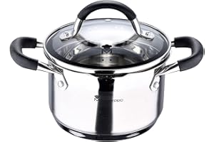 MasterPro Foodies | Casseruola con Coperchio in Vetro | Capacità di 1.8L | Fabbricata in Acciaio Inossidabile | Molto Resistente, Pulizia Facile | Per Ogni Piano Cottura