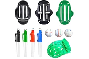 NUDFSY 8PCS Golf Ball Markers, Golf Ball Line Drawing Marking Alignment Kits with 4 Colors Marker Pen and 4 Pack Golf Ball Liner Template for Men Women Outdoor Golf Training Golf Accessories Golf Gift