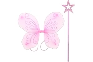 Zac's Alter Ego Fancy Dress Glitter Butterfly Fairy Wing & Wand Set