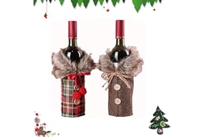 DONGSZQ Confezione da 2 copribottiglie di vino natalizie,Decorazione Bottiglia di Natale,Natalizie Borsa per Bottiglia,per Bottiglia Vino Champagne per Decorazione Festa Natale