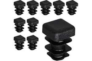 SKIR'CO (10 pièces) Bouchons Carrés en Plastique 10 x 10 mm, Embouts de Tube Mat, Inserts de Tube Carré, Bouchons de Poteau de Clôture, Noir RAL 9005