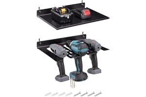 Navaris Estante para Colgar Herramientas - 1x Soporte Organizador y 1x Estante para 3X Taladro Destornilladores eléctricos en Pared Panel Perforado