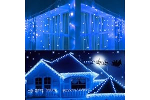 Joomer Guirlande Lumineuse Extérieure, 12M 400LED Rideau Lumineux Noël avec 8 Modes Minuterie Connectable IP44 étanche Extérieur Lumières Noël pour Balcon Intérieur Fenêtre Chambre(Bleu)