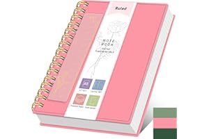 XLOXFU 2025 Notebook A5 Journals for Women Men, Study Essent, College Ruled Wirebound Spiral Note book, 100 GSM, with Bookmark Ruler, Inner Pocket, Thick Cover for School Travel Office 14.5 x 20.7cm,Pink