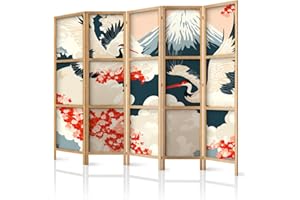 framed concept - Paravento divisorio in legno, 225 x 172 cm, 5 pezzi, unilaterale, in stile orientale