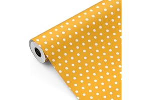 Bobina papel de regalo, rollo grande 62cm x 100m •LUNARES MOSTAZA • Ideal para: Tiendas Negocios Comercios Envolver regalos Cumpleaños Baby Shower Bodas Decoración [FP Fiesta Paper]
