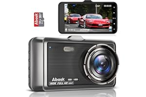 Dashcam, Abask Camara Coche 4" Visión Nocturna Full HD 1080P, 170° Gran Ángulo Dash CAM con Sensor G, WDR, grabación de Bucle, Monitor de Aparcamiento, Sensor Movimiento, Asistencia Inversa, 32 GB