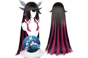 MAYSUWELL Parrucca cosplay per Genshin Impact Colombina Damselette Parrucche anime con tessuto sintetico per capelli viola chiaro misto nero per Comic Con, Spettacolo cosplay, Halloween