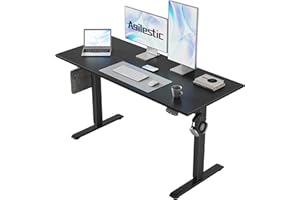 Agilestic biurko elektryczne do pracy na stojąco i na siedząco, biurko z regulacją wysokości 120x60 cm, panel sterowania z funkcjami pamięci i systemem antykolizyjnym, w kolorze czarnym