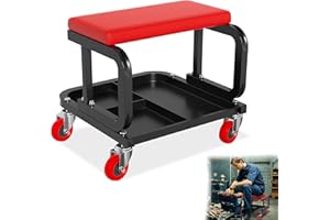 YRHome Sgabello da officina con ruote, per officina, con ruote, 36 x 18 cm, morbido, ripiano e ruote a 360°, per officina, garage, 150 kg