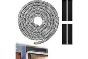 LIBAIDZ 1 Pezzi Guarnizione per Porta Stufa+4 Nastri,Guarnizione Stufa a Legna,Fibra di Vetro Corda Ignifuga per Stufa,per Camino,Stufe,Resistente Fino a 450-550℃(10mm*2m,Grigio)