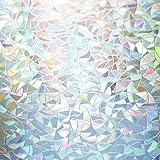 WAENLIR 3D Stained Glass Privacy Window Film Static Cling Non Adhesive Rainbow Decoration Film,(44.5x200CM)
