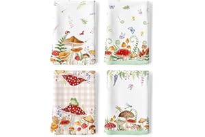 ‎ARQUIEL Arquiel Küchentücher Baumwolle 4 Stück, Geschirrtücher 100% Baumwolle Pilz Küchenhandtuch Set Multi-Purpose Hochwertige Küche Trockentuch Bar Handtücher 48 x 70CM