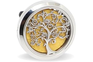 ZEN ARÔME Zen’Arôme Diffuseur d’Huile Essentielle pour Voiture Clip’Arôme Arbre de Vie - Diffuseur + 5 Buvards à Parfumer avec Huile Essentielle ou Parfum - Acier Inoxydable - Fixation sur Grille de Ventilation
