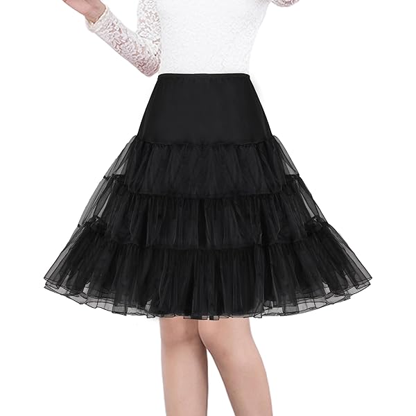 Enaguas (petticoat) De Tul De 26L Estilo Años 50 - Para Faldas Voluminosas, Graduaciones O Disfraces, Colores Negro, Blanco, Rojo O Marfil