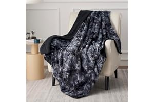 Bedsure Przytulny koc na sofę, 150 x 200 cm, ze sztucznego futra, koc Sherpa, polarowy, wełniany, na kanapę, ciepły plusz, gruby koc, czarny