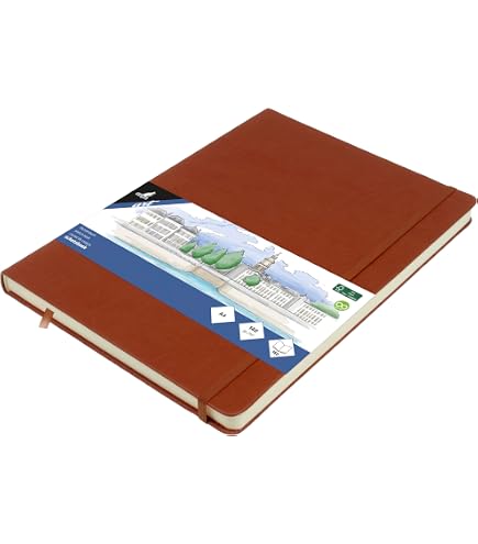Kangaro Art Carnet De Croquis A4 Couverture Rigide PU - 80 Feuilles 140g Papier Crème