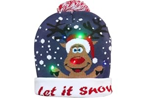 Colexy LED-Weihnachtsmütze LED Leuchten Strickmütze Weihnachten Beanie Mütze Warme Neuheit Weihnachten Hut für Unisex Kinder Erwachsene Weihnachtsfeier Winter Xmas Urlaub Mütze