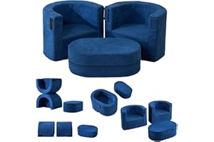 ‎ANONER ANONER Kindersessel 3 in 1 Spielsofa Armlehne+Tisch, Kinder Sofa Couch mit hoher Dichte, Kindersessel Mini Sofa fürs Mädchen & Jungen, Kinderstuhl mit Armlehen Dunkleblau