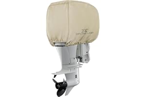 Explore Land Housse de Protection imperméable 600D pour Moteur Hors-Bord - pour Moteur 50-115 ch - Marron Clair