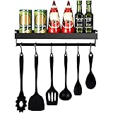 mreechan Küchenablage,Küchenregal Küchenablage Wand Organizer,Hakenleiste Küchenhelfer Hängeleiste,Küchenhalterung ohne Bohre