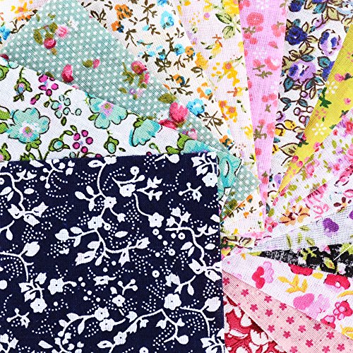 (100% Baumwolle) 100 Stück Patchwork Stoffe 10 x 10 cm Bunte Baumwollstoff Set Stoffpaket DIY Baumwolltuch Stoffreste Paket Stoffpakete in zufälligen Muster und Farbe - 4