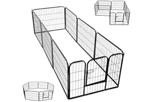TAHA TMZ®Extra Large Heavy Duty 8 Piece Puppy Dog Run Enclosure Pen Playpen 80X100cm XL