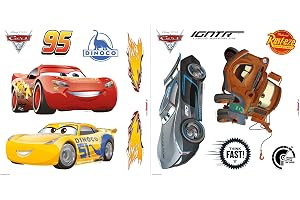 Komar 16405 Window-Sticker Cars3, storlek 31 x 31 cm (bredd x höjd), 14 delar, självhäftande och kan flyttas igen, Made in Ge
