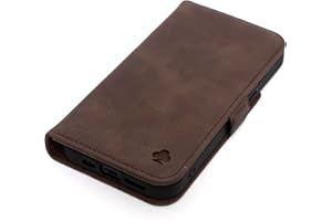Porter Riley - Funda de Cuero para Samsung Galaxy A55. Funda de Piel auténtica de Primera Calidad con función Atril/Cartera/Cubierta con Ranuras para Tarjetas y Soporte Horizontal (Marrón Chocolate)