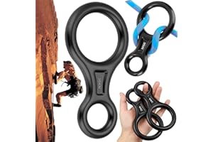 lankai 35KN Abseiling Device Climbing, Abseiling Aighter, Climbing Equipment 8 Descenders, Abseiling Device for Air Work, Climbing, Height Rescue and Abseiling Equipment for Hammocks (Black)