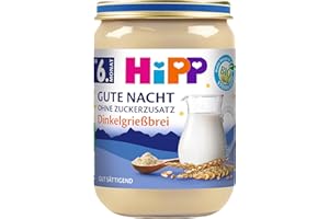 ‎HIPP HiPP Bio Gute Nacht Dinkelgrießbrei (6 x 190g), Babybrei ab 6. Monat, ohne Zuckerzusatz, gut sättigend, in bester Bio-Qualität
