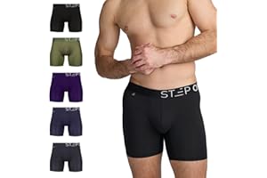 STEP ONE Mens Boxers Shorts Multipack, 5 Pairs, Anti Chafing Underwear for Men, Moisture-Wicking Boxer Shorts with 3D Pouch. Fabric Made from Organic Bamboo