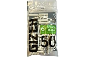 GIZEH Raucherbedarf Gizeh 20577 Lot de 50 filtres à charbon actif slim 6 mm Blanc