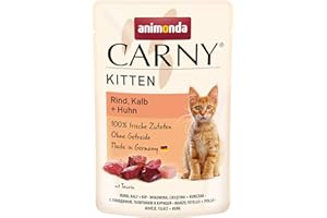 animonda Carny Kitten Nourriture Humide pour Chat jusqu'à 1 an Bœuf + Poulet 12 x 85 g