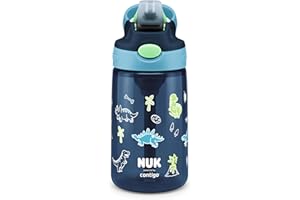 NUK By Contigo Easy Straw Cup | Trinkflasche mit Trinkhalm für Kinder (ab 4 Jahren) | Hergestellt aus strapazierfähigem Tritan | BPA-frei | spülmaschinenfest | 420 ml | Dinosaurier