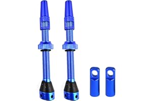 BKEMKRI 2 Pièces Valves Tubeless, 44 mm Valves de Vélo ​sans Chambre à Air​, Alliage D'aluminium de Qualité Tige de Valve Tubeless, Anti-Fuite Pneu Français Valve avec Outil Démonte-Obus de Valve Intégré