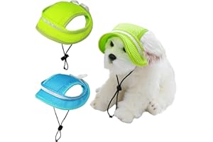 Winmany Cappello da baseball per cani con visiera protettiva solare estiva per cuccioli e gatti regolabile con fori per le orecchie per passeggiate all'aperto (L, blu+verde)