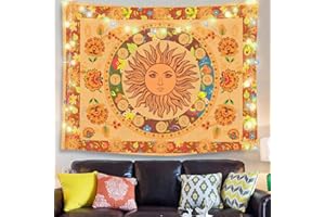 URFEDA Tapisserie de tarot, motif carte de tarot, tapisserie médiévale, Europe mystérieuse, divination du soleil, décoration murale, constellation, astrologie psychédélique, tapisserie bohème hippie